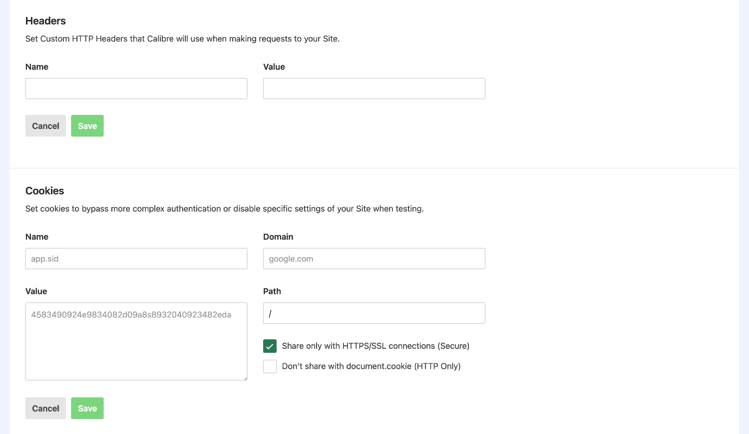 Adding Headers and Cookies in Test Profiles