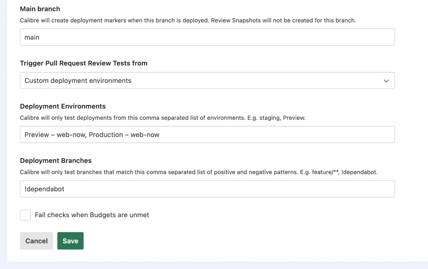 Setting up custom environments for Pull Request Reviews